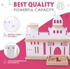 Givilio Tonie Shelf Castle for Toniebox,Wall Mounted Tonie Shelf Set,Tonie Figures Tonie Storage,Magnetic Wooden Floating Shelves Compatible with Toniebox for Kids Room (Pink)