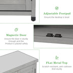 Outdoor Potting Bench with Storage Cabinet and Metal Top, Wood Workstation for Outdoor Patio, Garden (Light Grey, 31x17x36‘’)