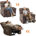Rocking Recliner Chair with Massage & Heat, Overstuffed Fabric Upholstery, Remote Control, Side Pockets, for Living Room, Bedroom, Nursery, Home Theater, Coffee