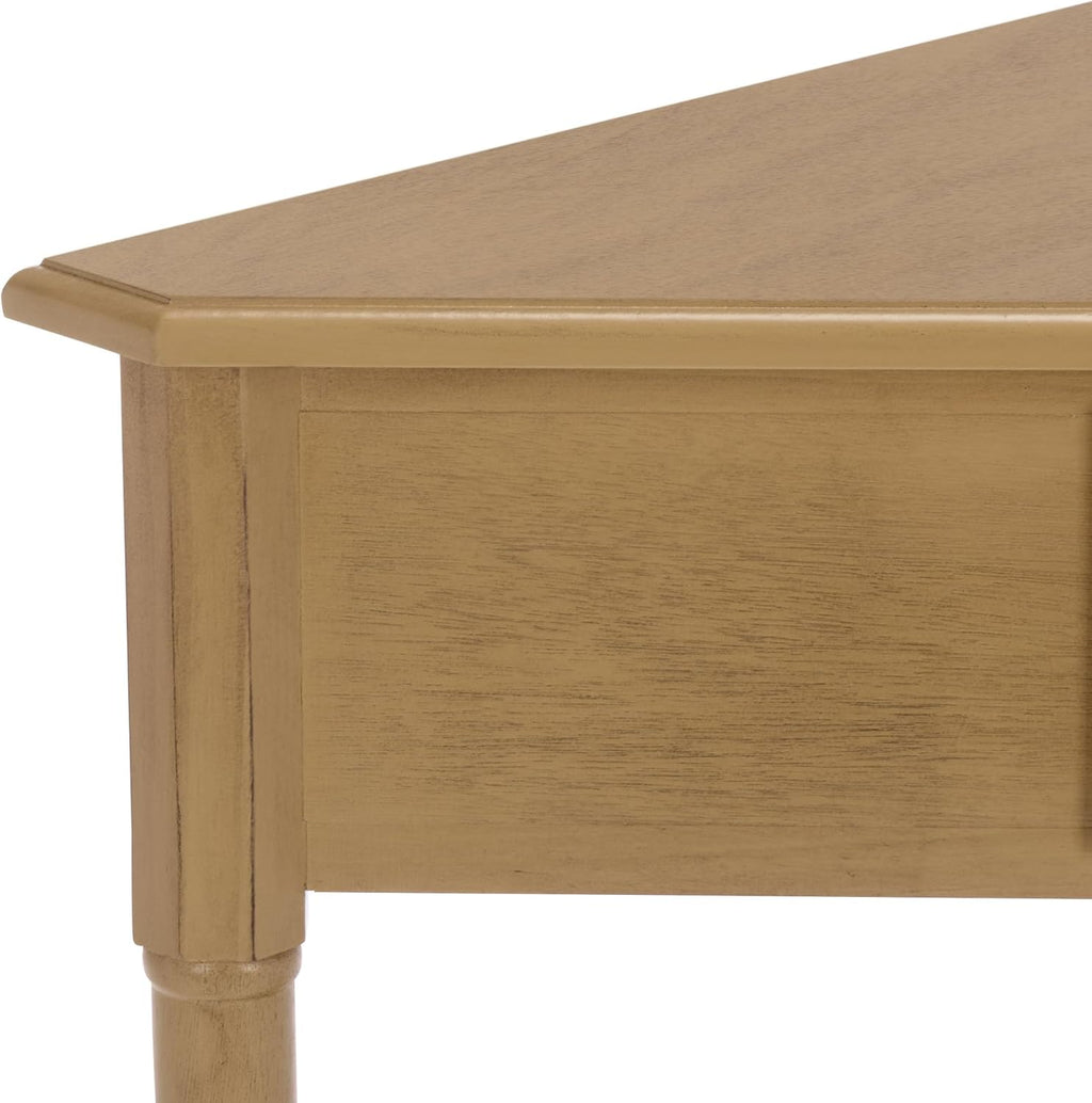 SAFAVIEH Furniture - Gomez 1-Drawer Corner Table - Desert Brown - Solid Wood - Classic Corner Storage Design - Ideal for Entryway, Living Room, Home Office, 33.1" W x 17.3" D x 28" H (AMH5709L)