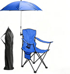 Folding Camping Chair with Detachable 8-Rib Sun Umbrella, 42 Inch Canopy Aluminum Alloy Portable Lawn Chair, Supports 330 lbs, Cup Holder, for Beach Camping Travel