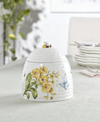 Lenox Home And Kitchen, Butterfly Meadow Beehive Candy Jar, Porcelain Material, Candy Bowl, Dishwasher Safe, Kitchen And Dining, Butterfly And Flowers, Pantry Storage, Table Decor (White, 1 Piece)
