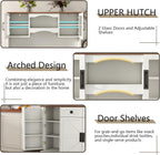Loomie 60" Tall Farmhouse Pantry Cabinet, Kitchen Hutch with 2 Drawers, Kitchen Pantry Storage Cabinet with Adjustable Shelf and Microwave Stand, Food Pantry Cabinet for Living Room, Kitchen (White)