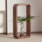 Transprent Glass Vase Test Tube Hydrophilic Plants Holder Walnut Wooden Frame Flower Stand Table Garden Bonsai Decor,Gifts for Women, Home Office Decor Planter (Big)
