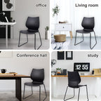 KLASIKA Stackable Waiting Room Chair, Stacking Office Chair with Ergonomic Lumbar Support and Metal Legs, Plastic Desk Chairs for Conference School Church Guest Reception Set of 12, Black