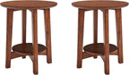 Alaterre Furniture Monterey End Tables – Set of 2 Round Side Tables with Storage Shelf – Mid-Century Modern Nightstand & Accent Table for Living Room or Bedroom (Warm Chestnut)
