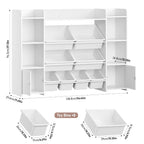 FOTOSOK Toy Storage Organizer with 8 Toy Bins, Toy Organizer Kids Bookshelf with 6 Storage Cubbies, Stuffed Animal Storage Organizer, Playroom Storage and Toy Chest, White
