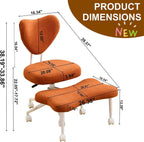 Ergonomic Cross Legged Office Chair with Wheels, 360° Swivel Adjustable Height Meditation Chair, Kneeling Posture Seat with High Back & Lumbar Support for Home Office, Yoga, Study(Orange)