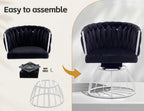Mistpeople Swivel Weave Accent Chair, Velour Upholstered Modern Chair with Woven Tufted Backrest for Living Room, Bedroom, Vanity, Black