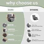 Oversized Swivel Rocker Recliner with Adjustable Headrest, Rocking Chair Nursery with Overstuffed Armrest, Manual Rocker Recliner Nursery Chair for Living Room, Dark Grey
