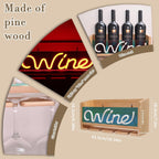CoolGift Mart Light Up Wine Rack with Glass Holder Wall Mount, Wooden Wine Bottle Holder with Wine Neon Sign, Wall Decor, Gift for Wine Lovers Collectors