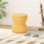 DHMAKER Round Ottoman with Storage, 360°Swivel Vanity Stool Chiar, Small Makeup Chair Comfy Upholstered Foot Stool with Thick Padded for Living Room, Bedroom, Entryway,Yellow