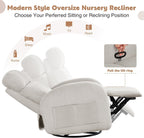 Swivel Rocker Recliner for Nursery, Glider Recliner Nursery Chair, Rocking Recliner Chairs with Double Pockets for Living Room, Camel Corduroy