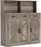 Farmhouse Sideboard Buffet with Microwave Stand,Varied Storage with Drawers and Cabinets, Easy Assembly, Versatile Use for Kitchen and Living Room
