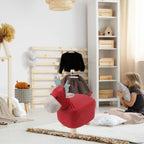 Animal Footstool for Kids, with Soft Sponge Seat Wood Legs, Animal Ottoman, Cute Cartoon Giraffe Shape for Home Kindergarten (Red)