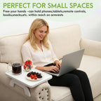 SINWANT Couch Arm Table,Bamboo Couch Arm Tray Clip on Sofa Armrest,Chair Side Table for Small Spaces Drink Eating Dinner