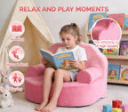 Snuggly Toddler Chair, Soft Kids Sofa, Cozy Kids Chairs Comfy for Toddlers 1-3, Plush Child Seat with Carry Handle