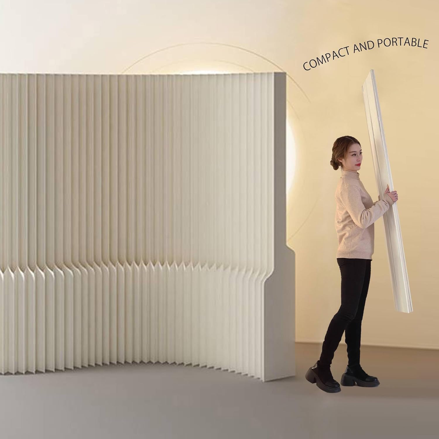 Paper Room Divider, Folding Privacy Screen, Portable Accordion Paper Partition for Temporary Space, Home Office, Events, Exhibitions, Easy Setup No Tools Needed (Style-B)