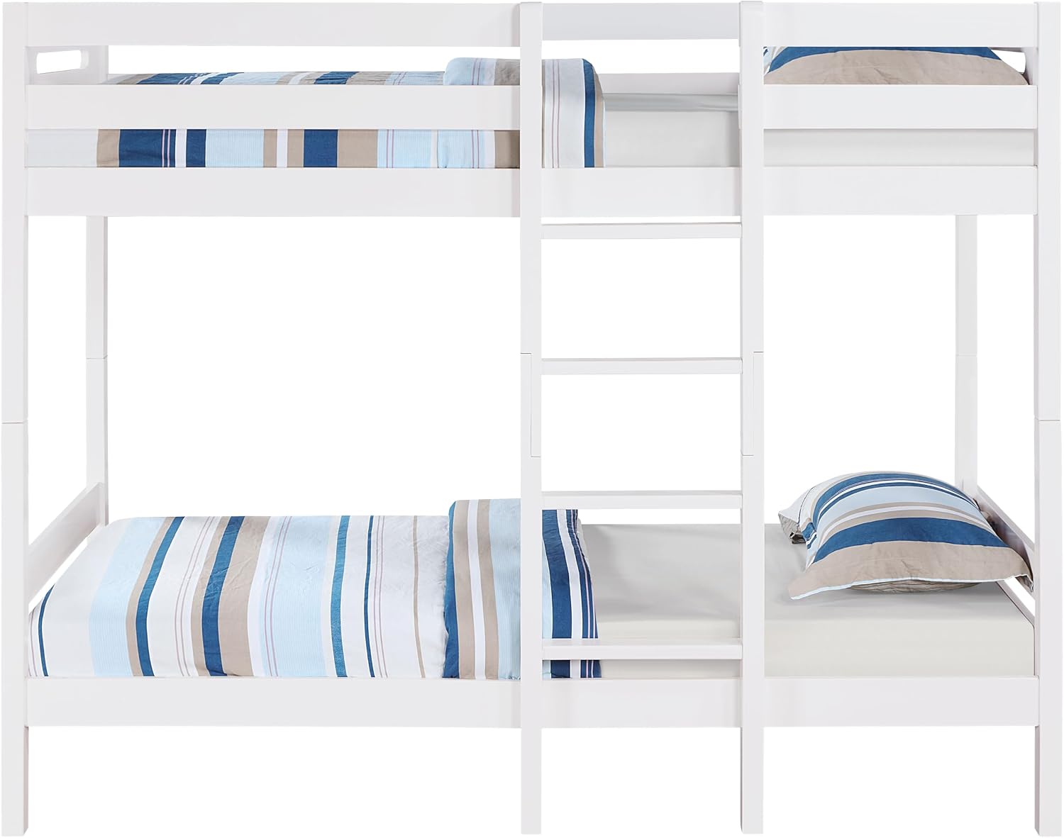 White Twin,Twin Bunk Bed with Ladder