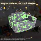 Asou Kids Sofa Toddlers Sofa Glow in The Dark Kids Fold Out Play Couch Mini Dinosaur Couch for Kids Toddlers
