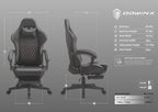 Dowinx Gaming Chair with Massage Lumbar Support, Vintage Style Office Computer Chair PU Leather E-Sports Gamer Chairs with Retractable Footrest and Headrest Black&Red