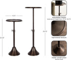 Kate and Laurel Sanzo Traditional Adjustable-Height Pedestal Drink Table, 11 x 11 x 30, Bronze, Vintage Round Indoor Metal Cocktail Table with Hammered Tabletop for Use as Indoor Plant Stand