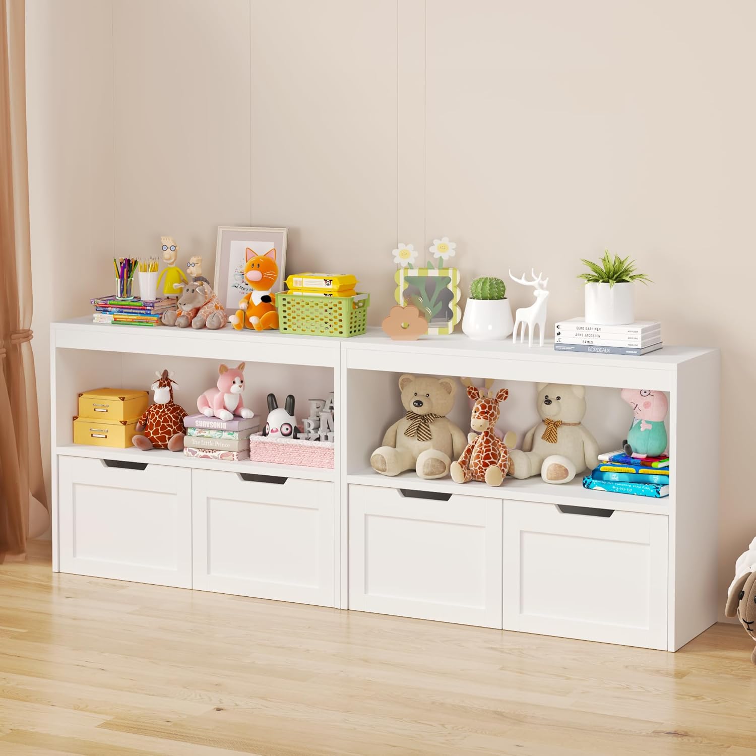 Book Organizer, Toy Storage Cabinet Organizer, White