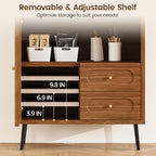 Wood Sideboard Cabinet - Slim Side Board Buffet Cabinet with Storage, Small Accent Credenza with Drawers and Door, Modern Coffee Bar Table for Kitchen, Dining Room, Entryway, Living Room