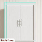 GarveeHome Kitchen Storage Pantry, Pantry Storage Cabinet with 4 Doors & Adjustable Shelves, Freestanding Farmhouse Pantry Cupboard & Magnetic Door for Dining & Living Room, Retro White