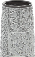 Deco 79 Ceramic Decorative Vase Slim Engraved Patterned Centerpiece Vase, Flower Vase for Home Decoration 7" x 7" x 22", Gray