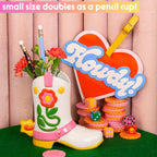 ban.do Small Ceramic Cowboy Boot Vase, Giddy Up | Cute Petite Cowgirl Boot, Colorful Ceramic Shelf Decor for Home or Office, Unique/Quirky/Funky/Fun Flower Vase or Pencil Cup