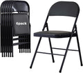 6 Pack Black Folding Chairs with Padded Seats,Portable & Stackable Dining Chairs Sets with Steel Frame, Portable Folding Chairs for Outside, Office Events, Weddings, Pu Leather