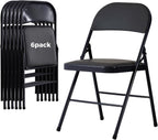 6 Pack Black Folding Chairs with Padded Seats,Portable & Stackable Dining Chairs Sets with Steel Frame, Portable Folding Chairs for Outside, Office Events, Weddings, Pu Leather