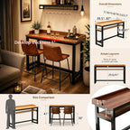 Long Bar Table, 1" Thick Wooden Narrow Pub Height Table with Storage, Farmhouse Counter High Table for Cafe Living Room Bistro White(Single Layer-Guard) 39.5×11.9×41"