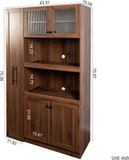 Farmhouse Kitchen Pantry Cabinet with Multi-Functional Pull-Out Shelves - 4 Doors, Multi-Tier Storage, Perfect for Kitchen & Dining Room