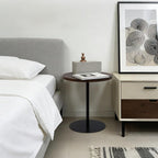 Small Round Side Table Set of 2 Drink End Tables for Living Room Small Spaces Modern Accent Bedside Nightstand Bedroom, Corners, and Office Walnut Ø 15.75 x H 16.93 & Black Φ13.78 x H 20.87