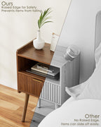 Night Stand, Modern Side Table, Small Nightstand, Wood Bedside Table with Storage Drawer End Table for Bedroom, Living Room, Office, Walnut