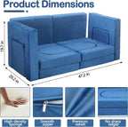 12pcs Modular Kids Play Couch,Kids Couch Building Fort Toddler Modular Sectional Sofa,DIY Creativing Convertible Foam Play Couch for Playroom Bedroom Furniture(Dark Blue,12PACK)