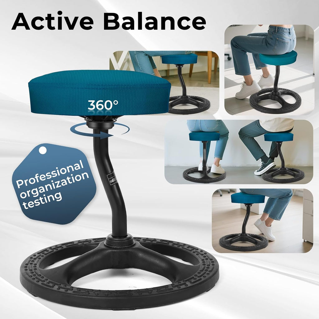 ADHD Chair for Kids, Yoga Chairs for Adults, Wobble Stool Active Flexible Seating Desk Chair with Non-Slip Base and Washable Seat Cover for Stability, Balance, Yoga, Office, School, Classroom