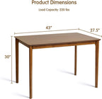 Small Dining Table, 43 Inch Rectangular Solid Wood Kitchen Table for Small Space, Easy Assembly, Dining Room Table for Home, Apartment, Office, Walnut
