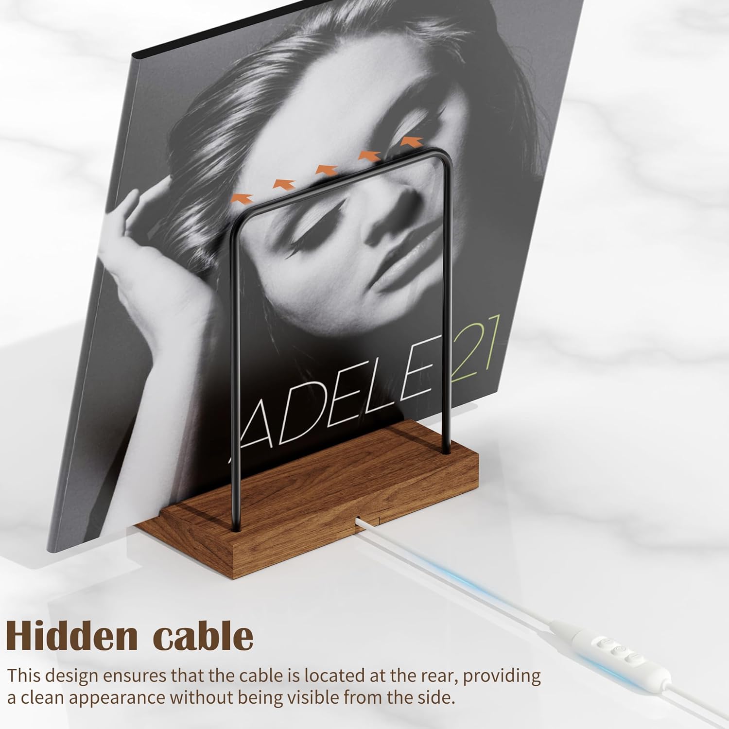 KORRTFID Now Playing Vinyl Record Stand, Light Up Vinyl Record Display Stand with 7- Color Changing Lights, Multi Color Light with Fingerprint-Proof Acrylic Letters (Black letters)