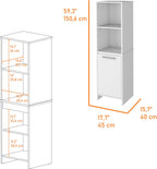 White Engineered Wood Pantry Cabinet, 4 Shelves, Single Door, Soft Close Hinges - 15.74" L x 17.71" W Kitchen Storage Solution
