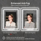 LED Bathroom Mirror, 24x32 Inch Gradient Front and Backlit Vanity Mirror with Lights, 3 Colors Dimmable CRI>90, IP54 Enhanced Anti-Fog, Hanging Plates Bathroom Mirror with Lights