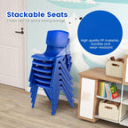 12 Pack Premium 13.8" H Plastic Stackable School Chairs - Classroom & Kids Desk Chair, Toddler & Child Lawn Seating - Flexible, Durable & Easy Storage - Red