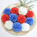 Artificial Flowers Chrysanthemum Ball Flowers 4th of July 12pcs Bouquet Present for Important People Glorious Moral for Home Office Coffee House Deco Parties and Wedding(White&Red&Blue)