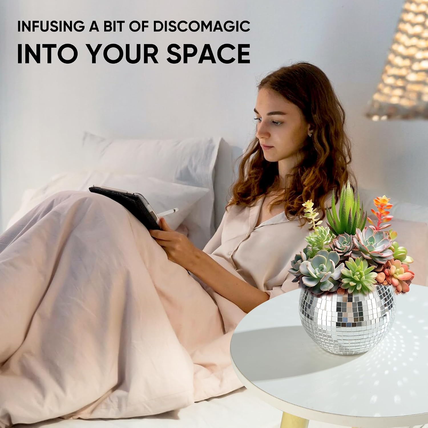 6 Pcs Disco Ball Vase Disco Ball Planter for Centerpieces Disco Ball Decor Flower Vase with Silver Mirror Glass for Wedding, Birthday, Party (4" X 4.7")