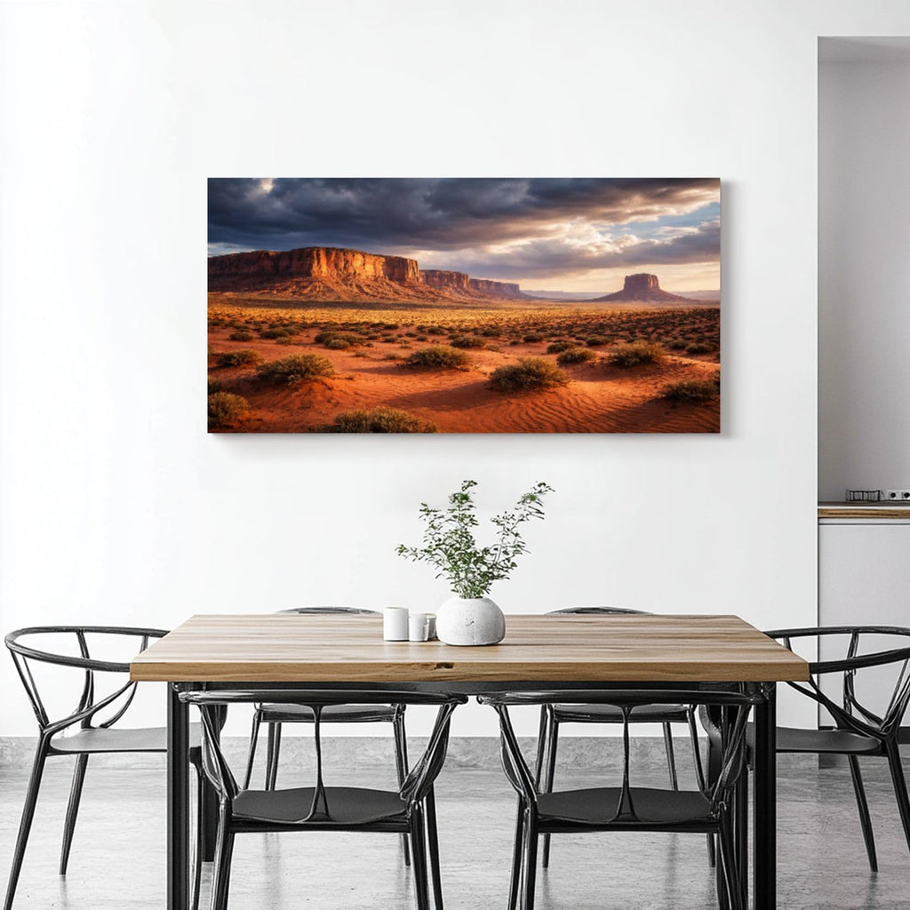30"x 60" Canvas Wall Art Red Desert Mesa Landscape Dramatic Clouds Golden Light Framed Pictures Painting Prints Large Wall Art for Living Room Bedroom Abstract Home Wall Decor Artwork