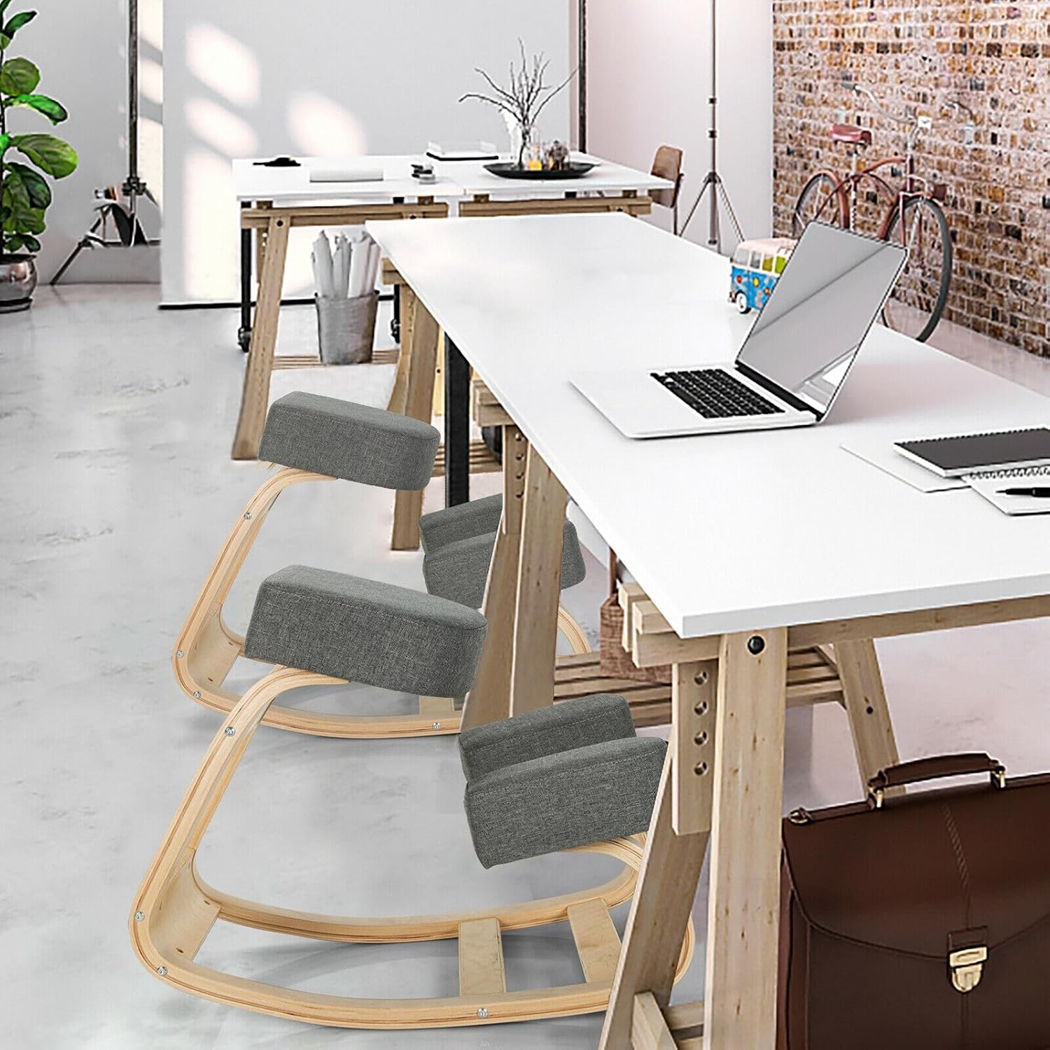 SlickBlue Rocking Kneeling Chair for Office and Home, Ergonomic Desk Stool for Posture Support