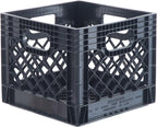Hudson Exchange 13 x 13 x 11" (16 Quart, 4 Pack) Mesh Commercial Grade Milk Crate Handled Storage Container Tote, Black
