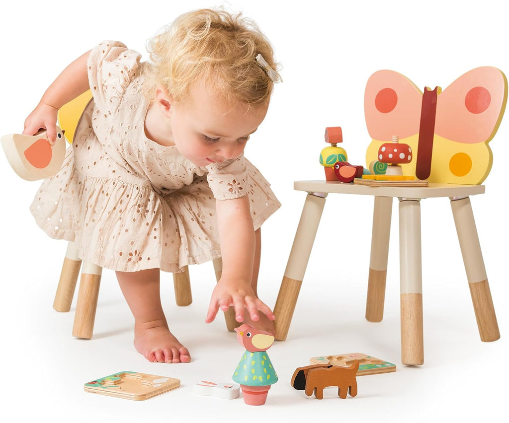 Mentari Toys - Garden Butterfly Chair - Sturdy Wooden Garden Themed Chairs for Kids - Durable Playroom Furniture - Boosts Creativity and Independence in Boys and Girls - Age 3+